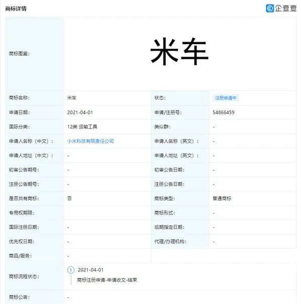 小米申请注册米车商标，吃米就能跑的那种车吗？